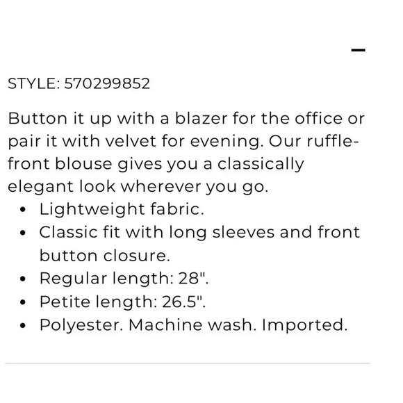 CHICOS RUFFLE FRONT BLOUSE size 12, 14 petite - Picture 5 of 8